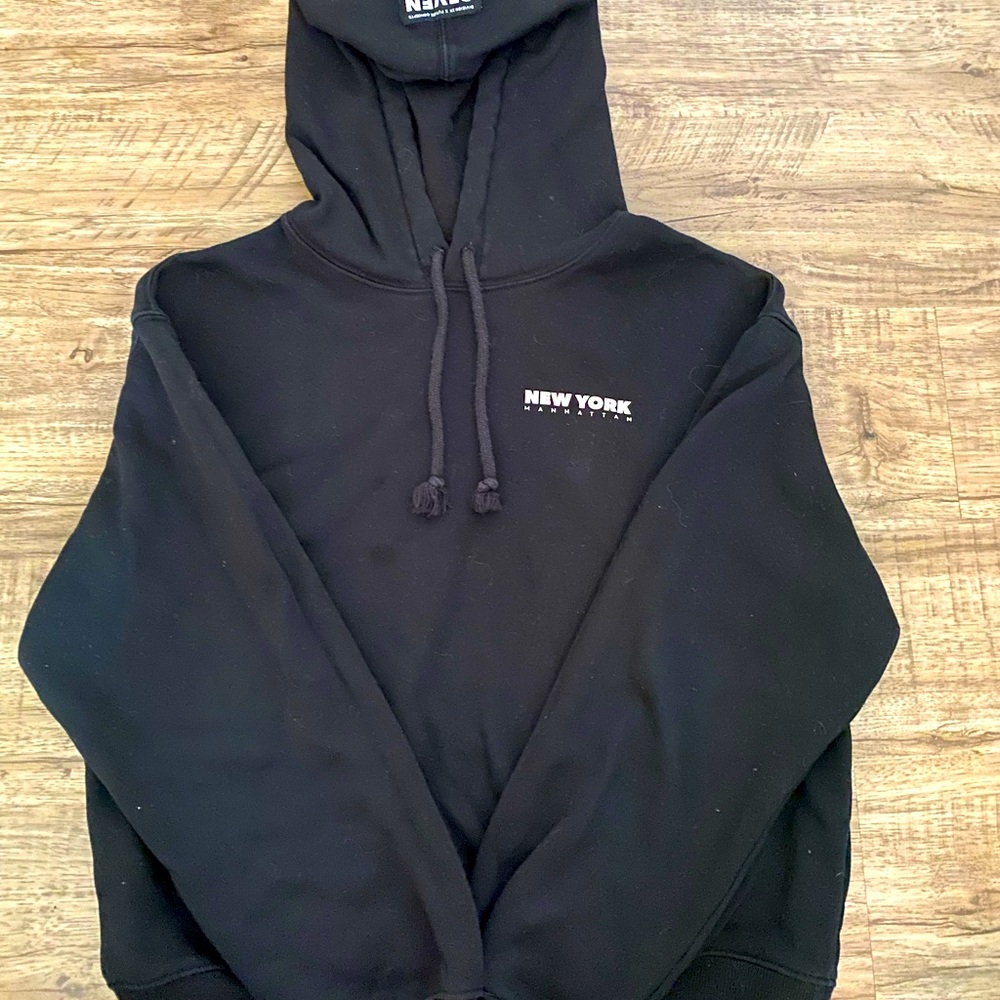 Black New York hoodie.